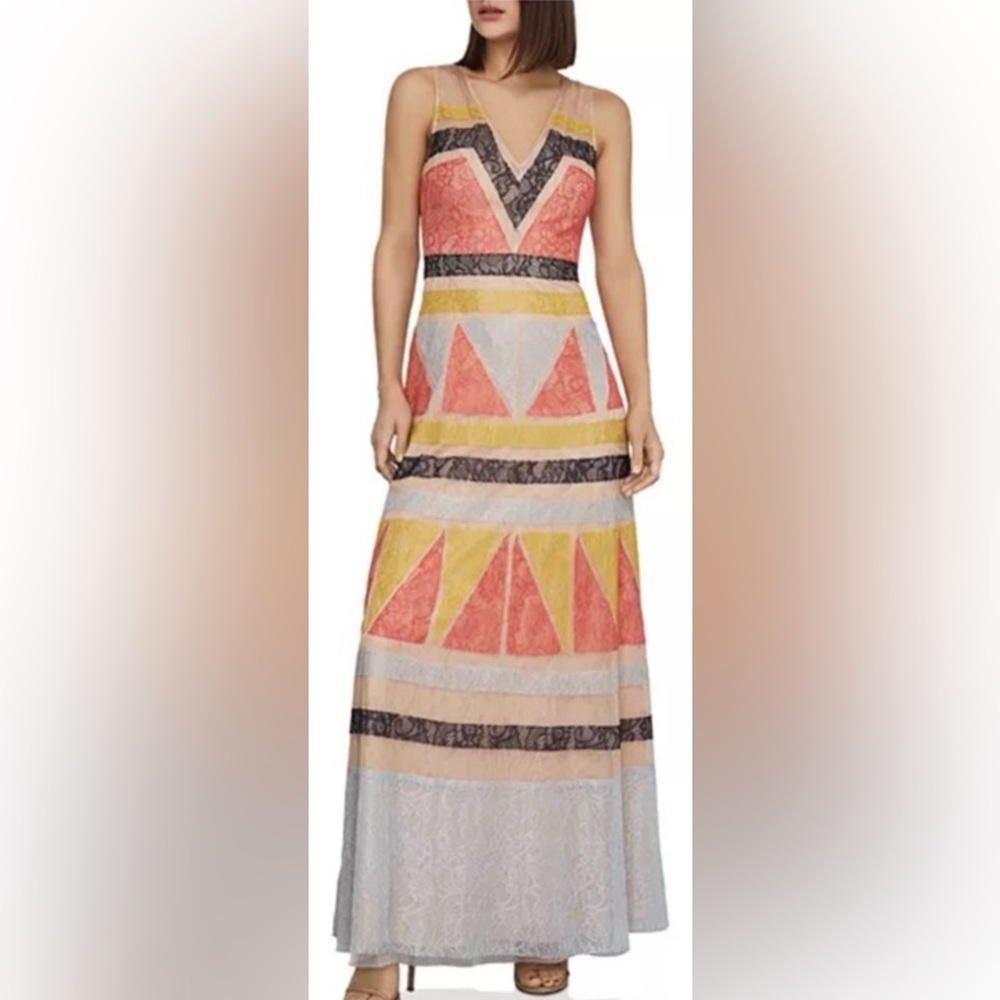 BCBGMAXAZRIA color block maxi dresss size 4